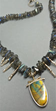 Spectrolite labradorite Sterling necklace by Judy Knose and Lori Braun.  It is available at BNOX jewelry Studio in Pepin Wisconsin.