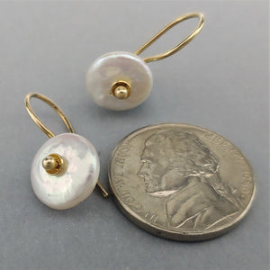 Cultured Coin Pearl 14ky Earrings by Lori Braun