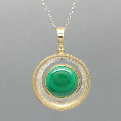 Malachite Sterling & 14KY Pendant by Lori Braun (Check for Availability)