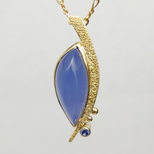 Blue Chalcedony 14ky Sterling Sapphire pendant by Lori Braun