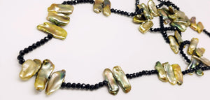 Golden Freshwater Pearl black Spinel Necklace by Judy Knose
