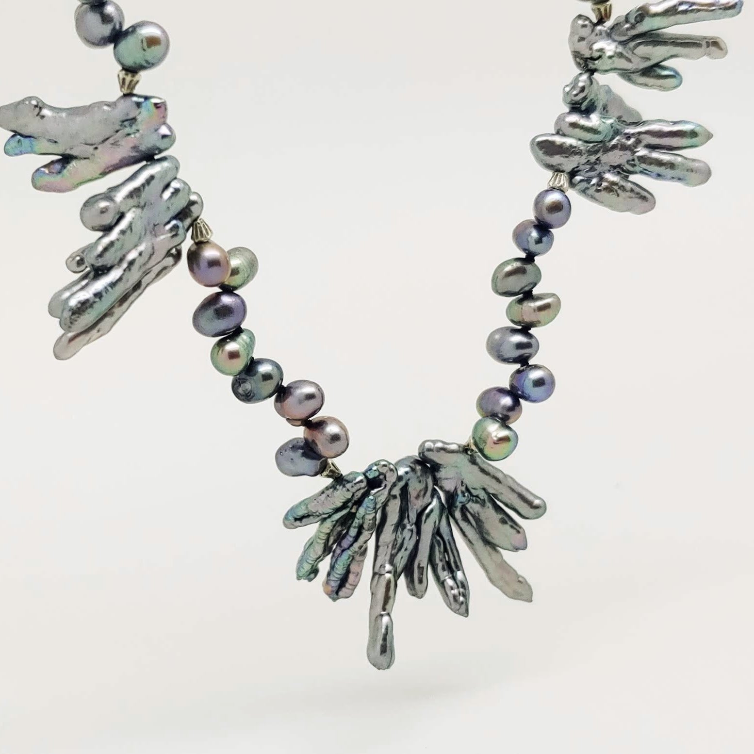 Freshwater Silver Blue & Sterling Cultured Pearl Necklace by