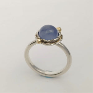Blue Chalcedony Sterling 14ky Ring by Lori Braun
