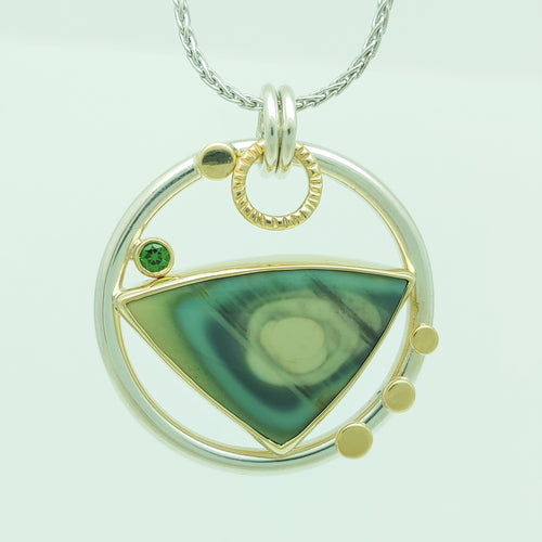 Royal Imperial Jasper Chrome Diopside Sterling 14ky pendant by Lori Braun