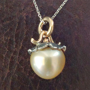 South Sea Golden Pearl Sterling 14ky Pendant by Lori Braun