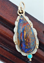 "Yowah Nut" Opal Turquoise Sterling 14KY Pendant by Lori Braun